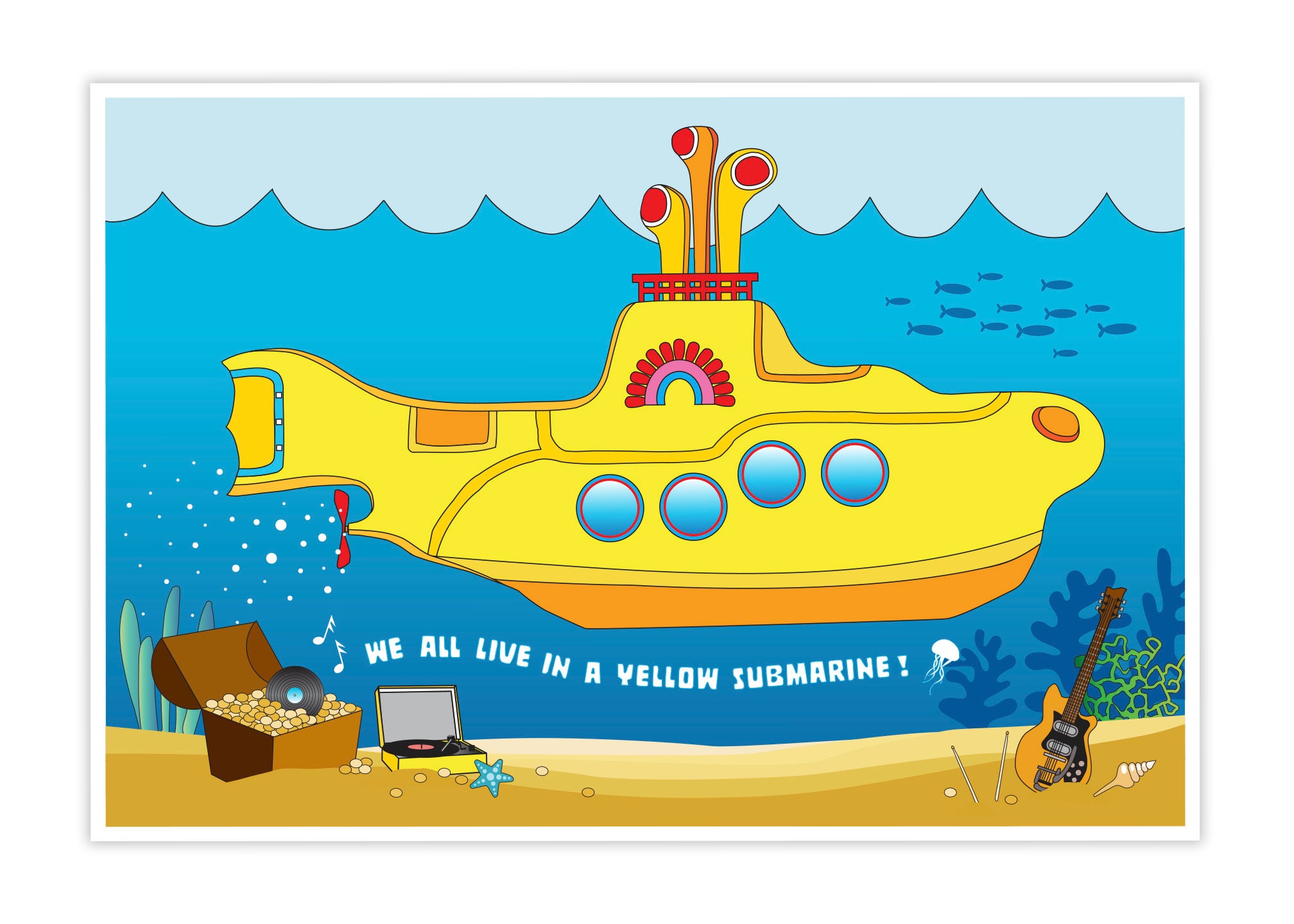 Under the Sea Yellow Submarine Poster, 13x19, PRINTED PRODUCT, Beatles