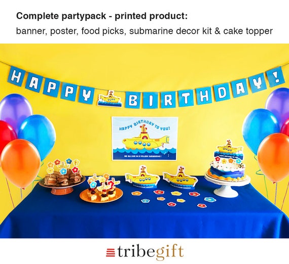 Yellow Submarine Party Pack Birthday Party Beatles Printed Etsy