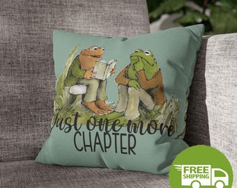 Frog and Toad Pillow Just One More Chapter Reader Literary Girl Bookish Decor Classic Book Pillow Book Lover Reading Pillow Bookworm Gift