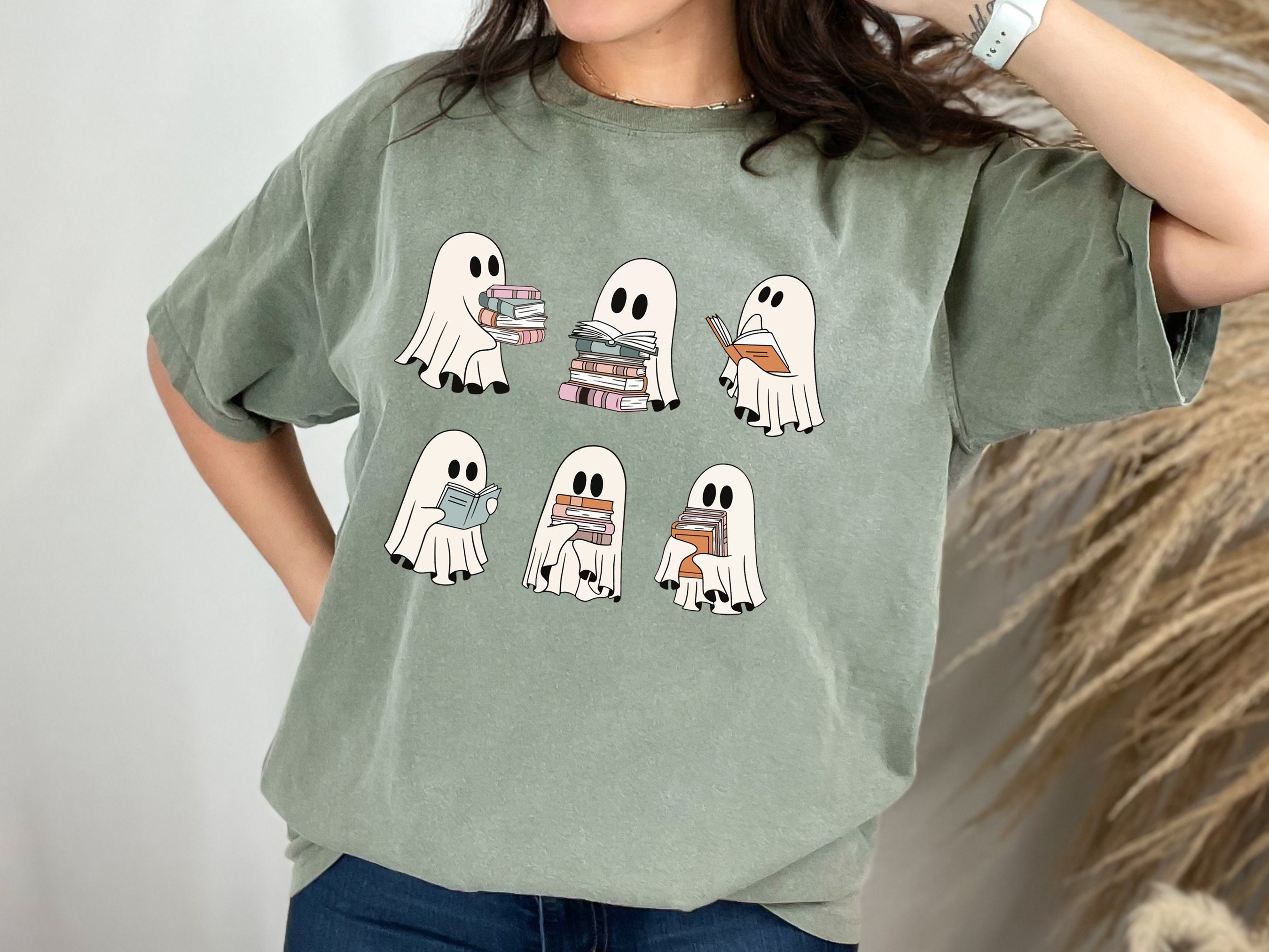 Ghosts Reading Books, Halloween Ghosts, Trendy Comfort Colors Shirt, Librarian Gift, Teacher Gift, Halloween Booklover Ghosts, Reader Gift