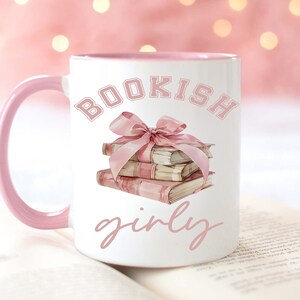 Bookish Girly Mug Coquette Bow Book Lover Mug Pink Bow Soft Girl Mug Girly Reader Mug Reading Mug Bookish Pink Bow Mug Bookworm Reader Gift