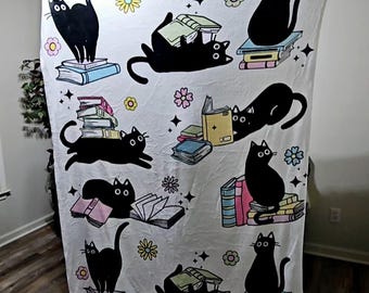 Lezendeken kattenliefhebber deken boekenwurm cadeau gezellige leesgrage deken lezer cadeau boekenliefhebber cadeau kattendeken grappig cadeau kerstcadeau idee