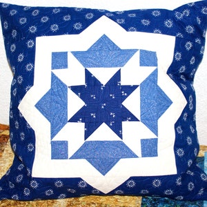 Quilt Pattern - Ohio Star, quilted patchwork pillow case, 21&quot; x 21&quot; - PDF Download
