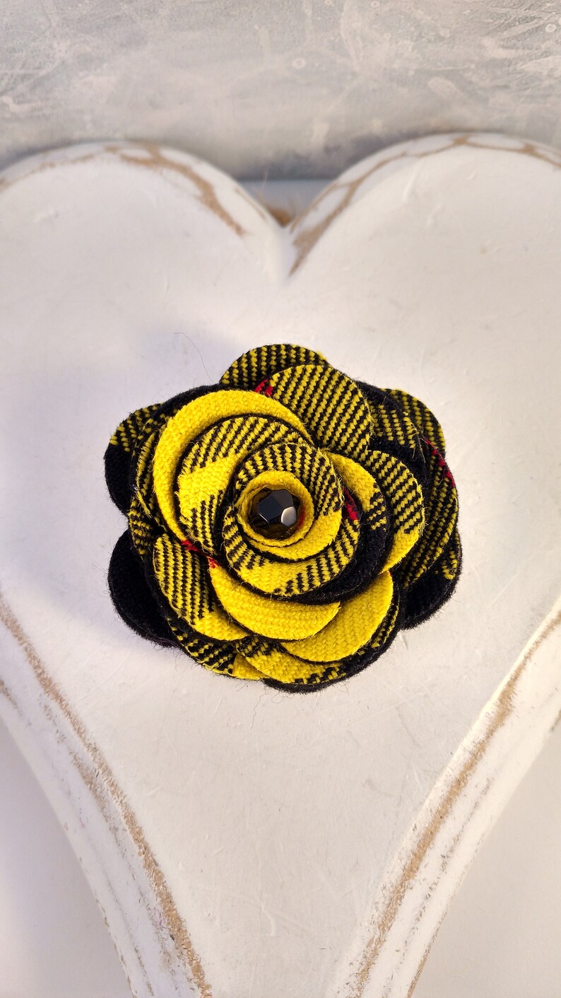 MacLeod Tartan Brooch Scottish Tartan Pin Yellow Tartan Rose Etsy
