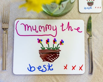 Mummy's Personalised Placemat set with Childs Drawing | Kid's artwork | Kitchen Gift Idea | Personalised Placement
