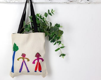 Personalised Canvas Bag with a child's drawing