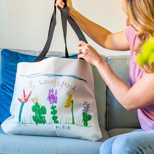Personalised Canvas Bag with Your Children's Drawing | Childs Artwork | Mother's Day Bag | Custom Tote | Kid's Illustration | Shoulder Bag bild 1
