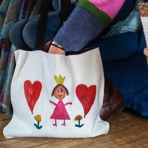 Personalised Canvas Bag with Your Children's Drawing | Childs Artwork | Mother's Day Bag | Custom Tote | Kid's Illustration | Shoulder Bag bild 10