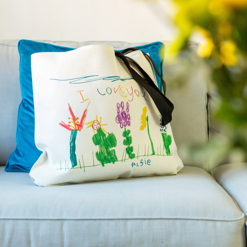 Personalised Canvas Bag with Your Children's Drawing | Childs Artwork | Mother's Day Bag | Custom Tote | Kid's Illustration | Shoulder Bag bild 2