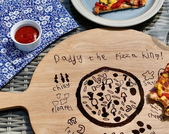 Pizza Board, Personalised gifts for him, Unique Christmas gift, wooden personalised gift, children's drawings