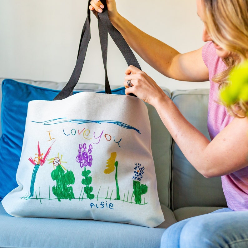 Personalised Canvas Bag with Your Children's Drawing | Childs Artwork | Mother's Day Bag | Custom Tote | Kid's Illustration | Shoulder Bag bild 1