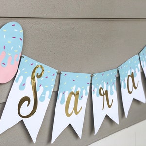 Personalize Ice cream garland, Ice cream party, Custom baby shower banner, Ice cream party decorations, Ice cream,