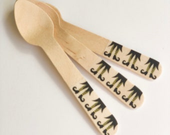 Halloween mini wood spoons, Halloween wooden cutlery, Halloween table decorations, Halloween party, Muertos, Witch Halloween decorations