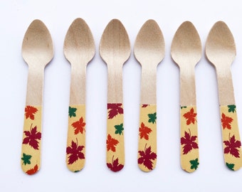 Thanksgiving Dessert Tableware, Wooden Cutlery for fall, Fall Tableware, Thanksgiving cutlery