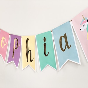 Personalize Unicorn Banner, Rainbow Unicorn Birthday Banner, Unicorn Party Decorations,Pastel personalized unicorn birthday banner,