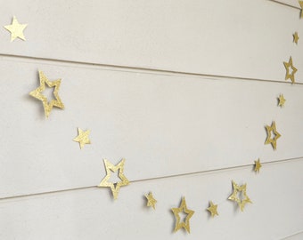 Gold Glitter Star Garland: Christmas Holiday Party Decoration