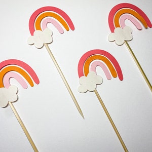 Boho Regenbogen Cupcake Topper, Regenbogen Topper, 1. Geburtstag Regenbogen Dekorationen, Regenbogen Baby Shower Dekor, Regenbogen Essen Stiche, Gedämpfter Regenbogen