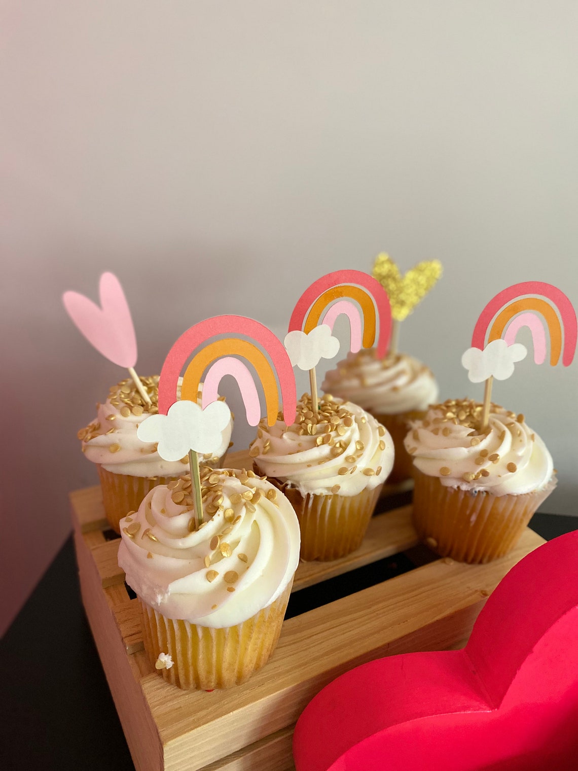 Boho Rainbow Cupcake Topper Rainbow Toppers 1st Birthday Etsy