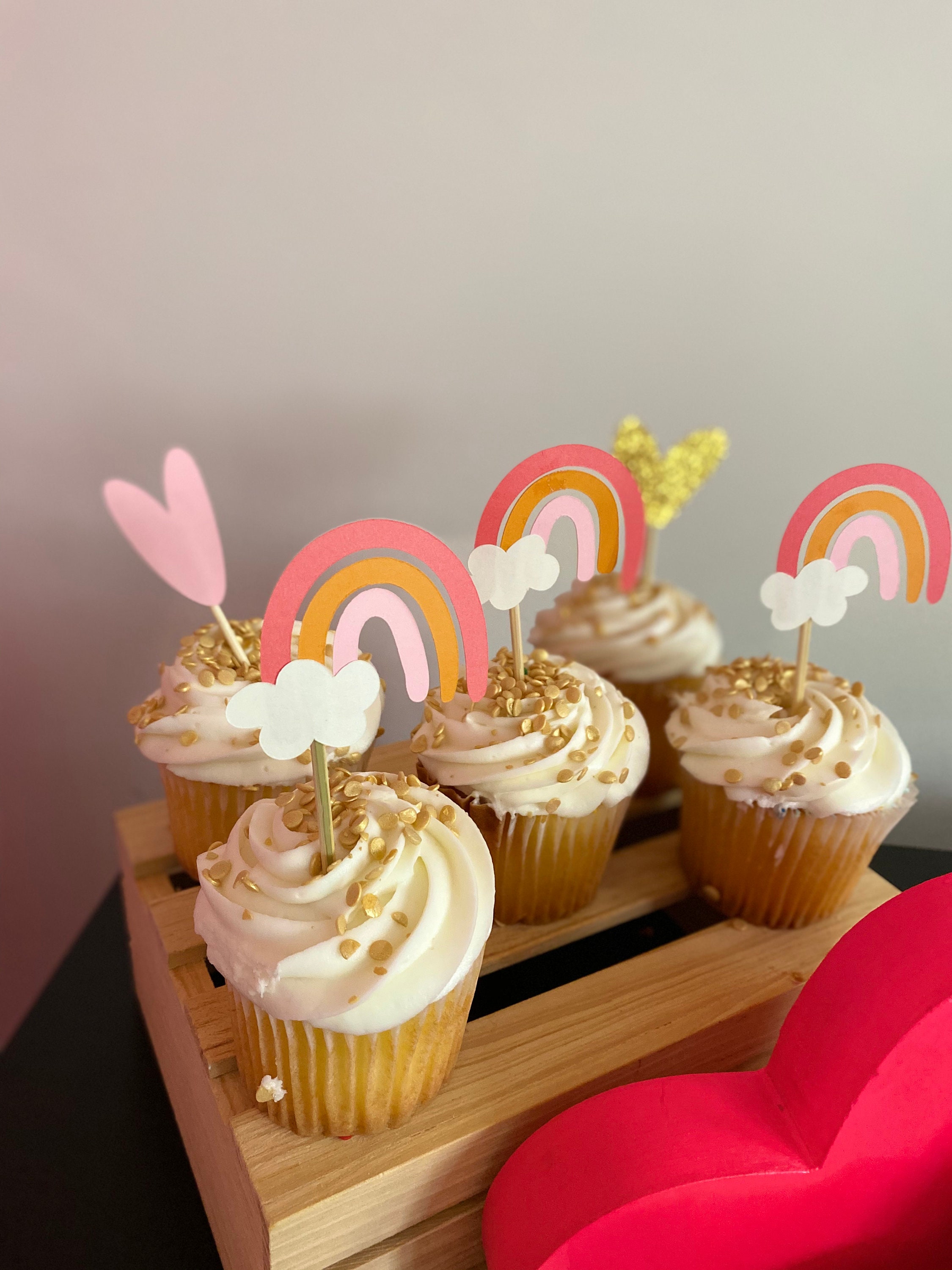 Boho Rainbow Cupcake Topper Rainbow Toppers 1st Birthday Etsy