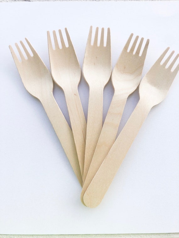 12 Disposable Forks Wooden Forks Dessert Forks Wood Etsy