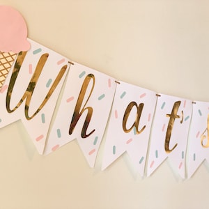 What's the Scoop Banner, Gender Reveal Garland, Ice cream banner, Ice cream Party decorations , Scoop Gender Reveal, Boy or Girl