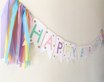 Personalized Pastel Birthday Banner: Rainbow Party Decor