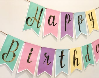 Personalized Pastel Birthday Banner: Rainbow Party Decor