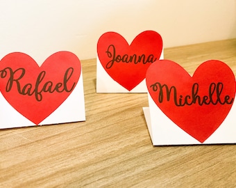 Valentine's Day heart-shaped place cards,Valentine's Day heart-shaped gift card, Valentines party decor, Galentines party decor