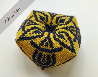 Royal Star Golden Biscornu Cross Stitch Pattern Chart PDF