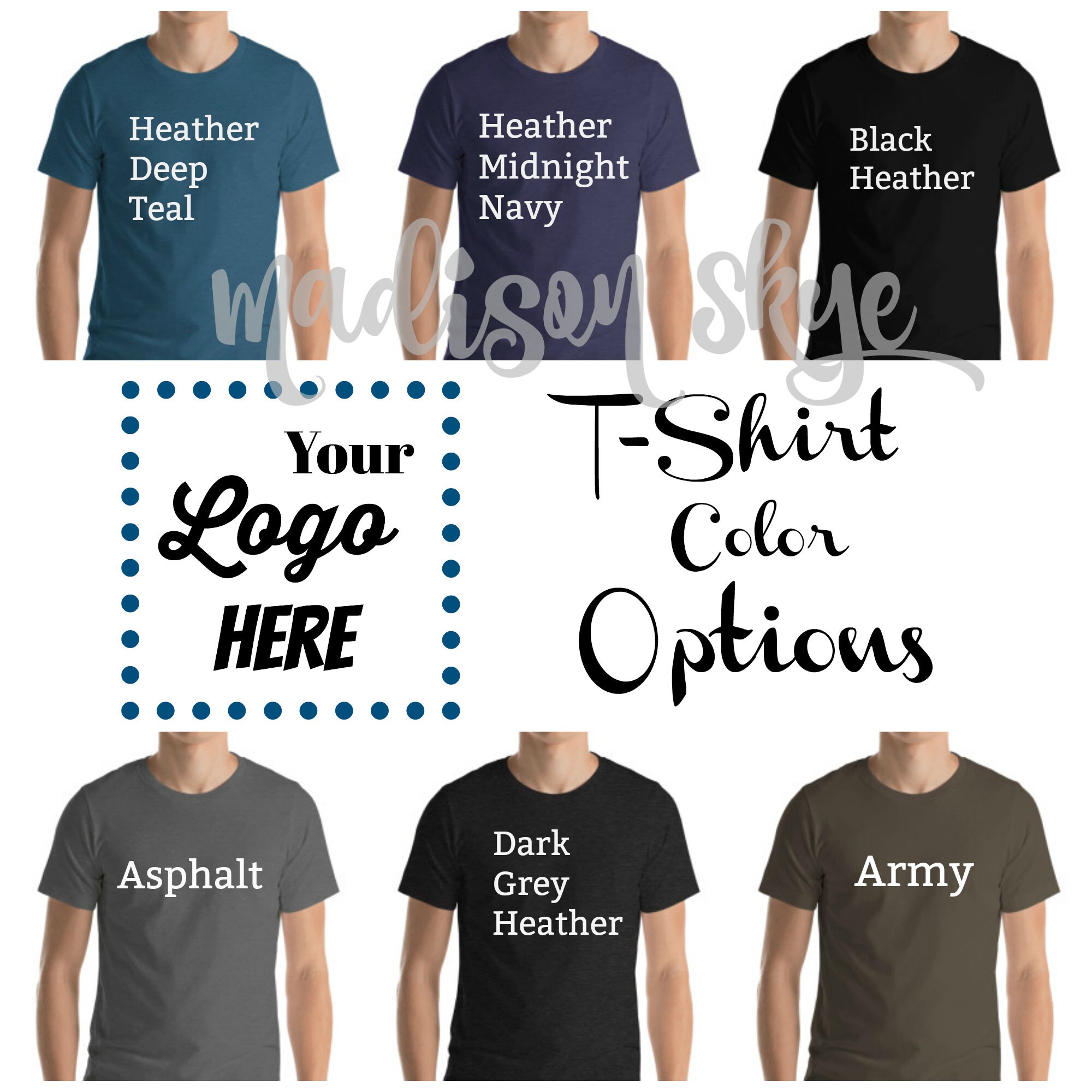 Bella Canvas 3001 Dark Shirt Options Mockup Outfit Etsy