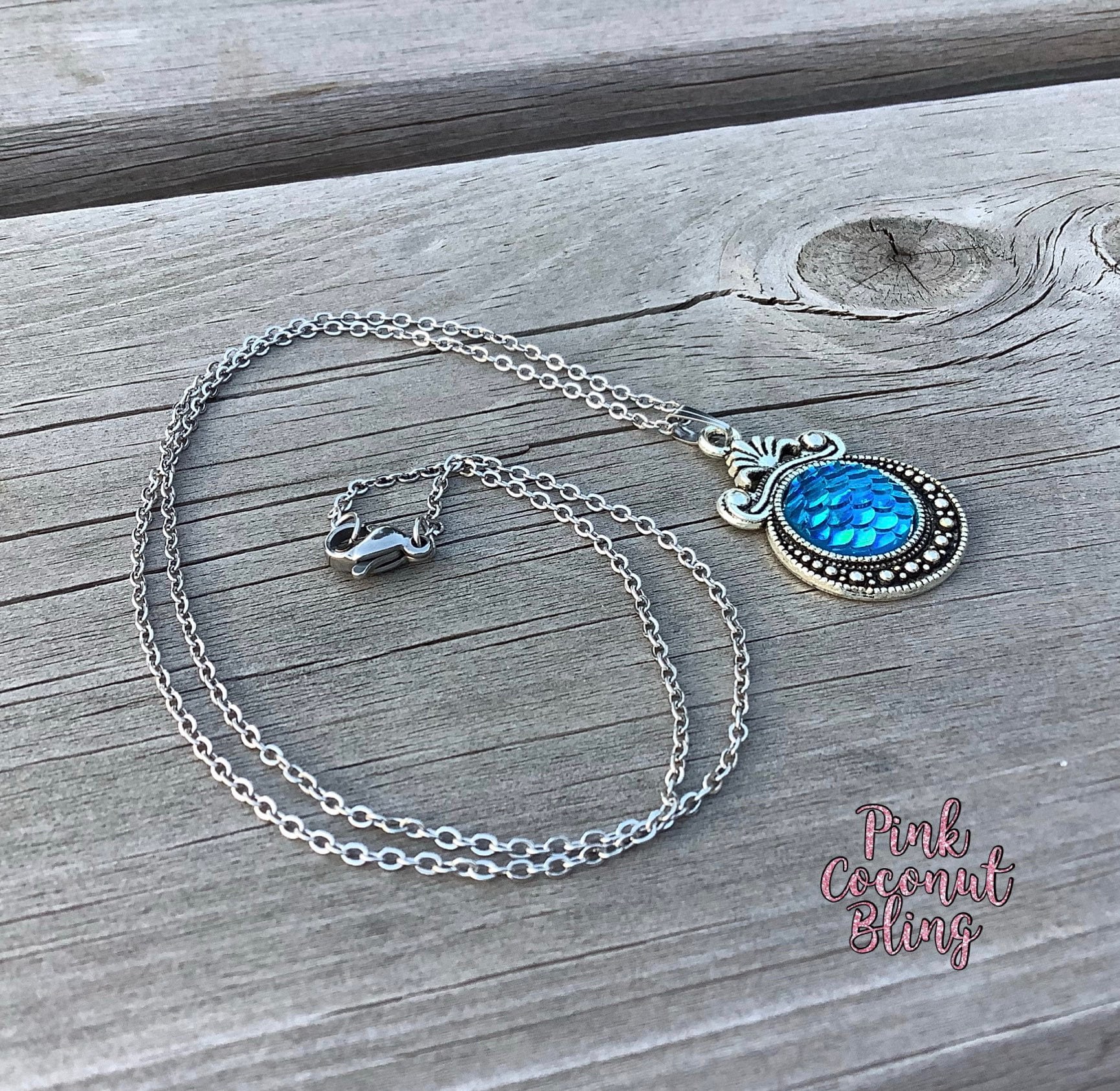 Mermaid Necklace Under the Sea Fish Scale Pendant Etsy