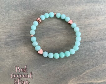 Valentine Bracelet | Natural Stone Bracelet | Hematite Heart Beads