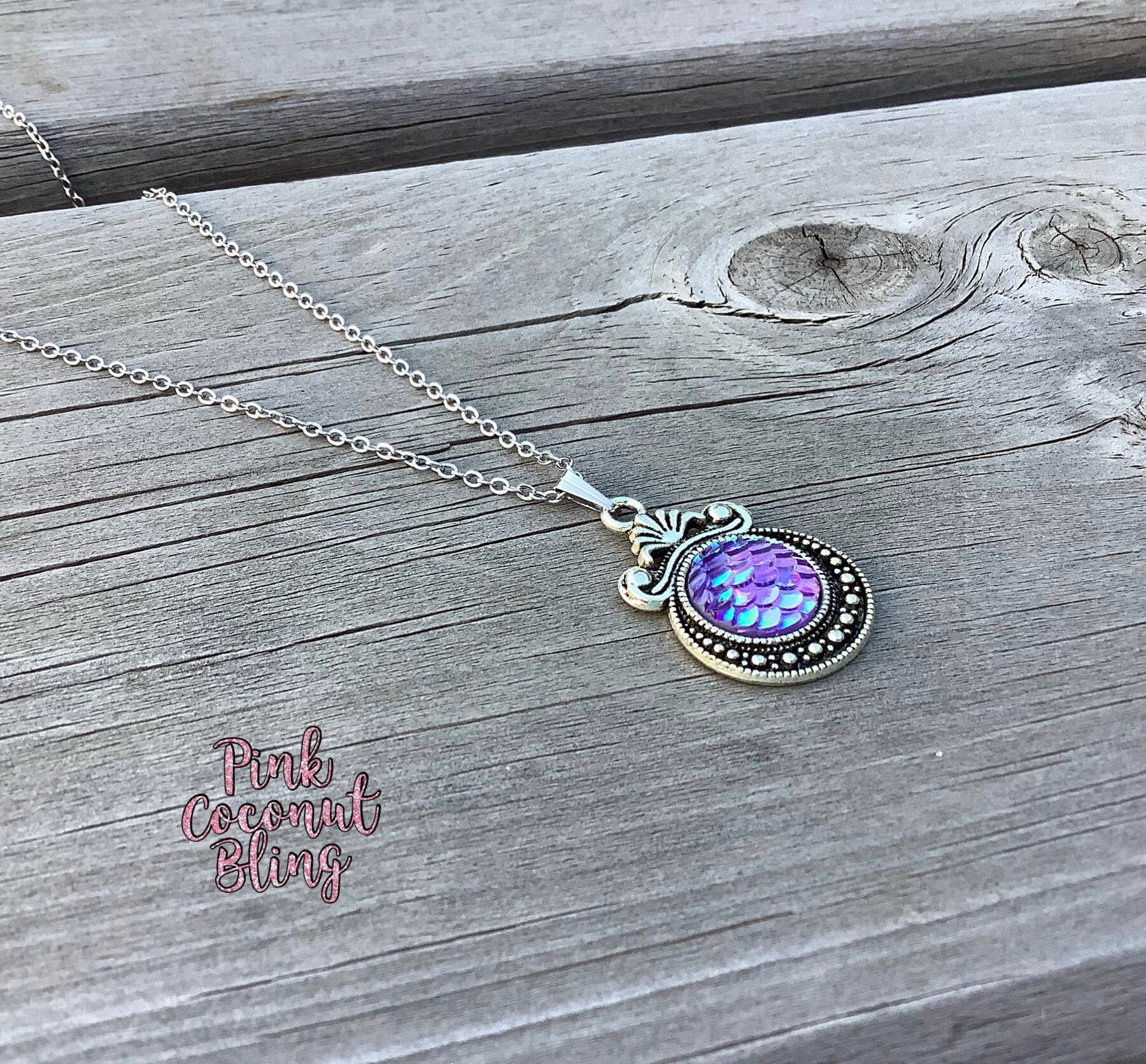 Mermaid Necklace Under the Sea Fish Scale Pendant Etsy