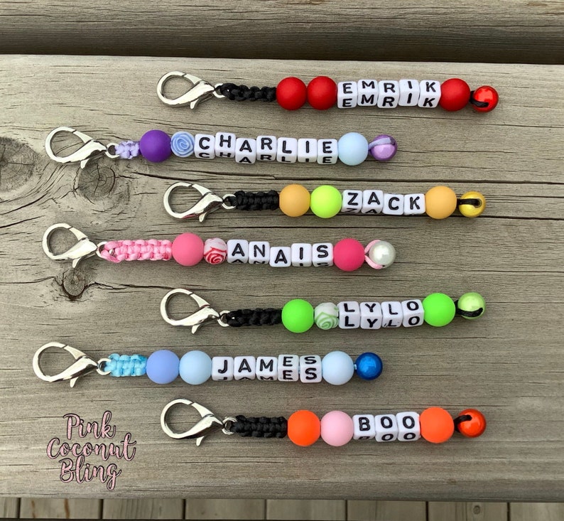 Zipper Pulls With Name Kids Name Tag Lunch Box Name Tag Backpack Name Tag Back to School Identification Tags image 1