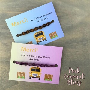 Bracelet de remerciement pour chauffeur chauffeuse autobus | Cadeau chauffeur | Carte remerciement chauffeuse autobus