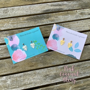 Boucles d'oreilles de remerciements | Cadeaux pour éducatrices | Acier inoxydable | Boucles d'oreilles Monstera