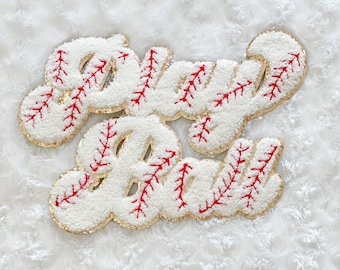 Play Ball Baseball Patch | Play Ball Chenille Patch | Baseball Patch | Iron On Baseball Patch | Baseball Mom | Softball Patch | Iron On Ball