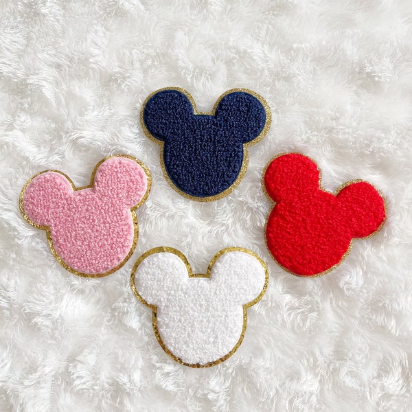 Mickey Chenille Aufbügler, Mickey Aufnäher, Marineblau Mickey Aufnäher, Mickey Aufnäher, Disney Aufnäher, rosa Mickey Aufnäher, roter Mickey Aufnäher