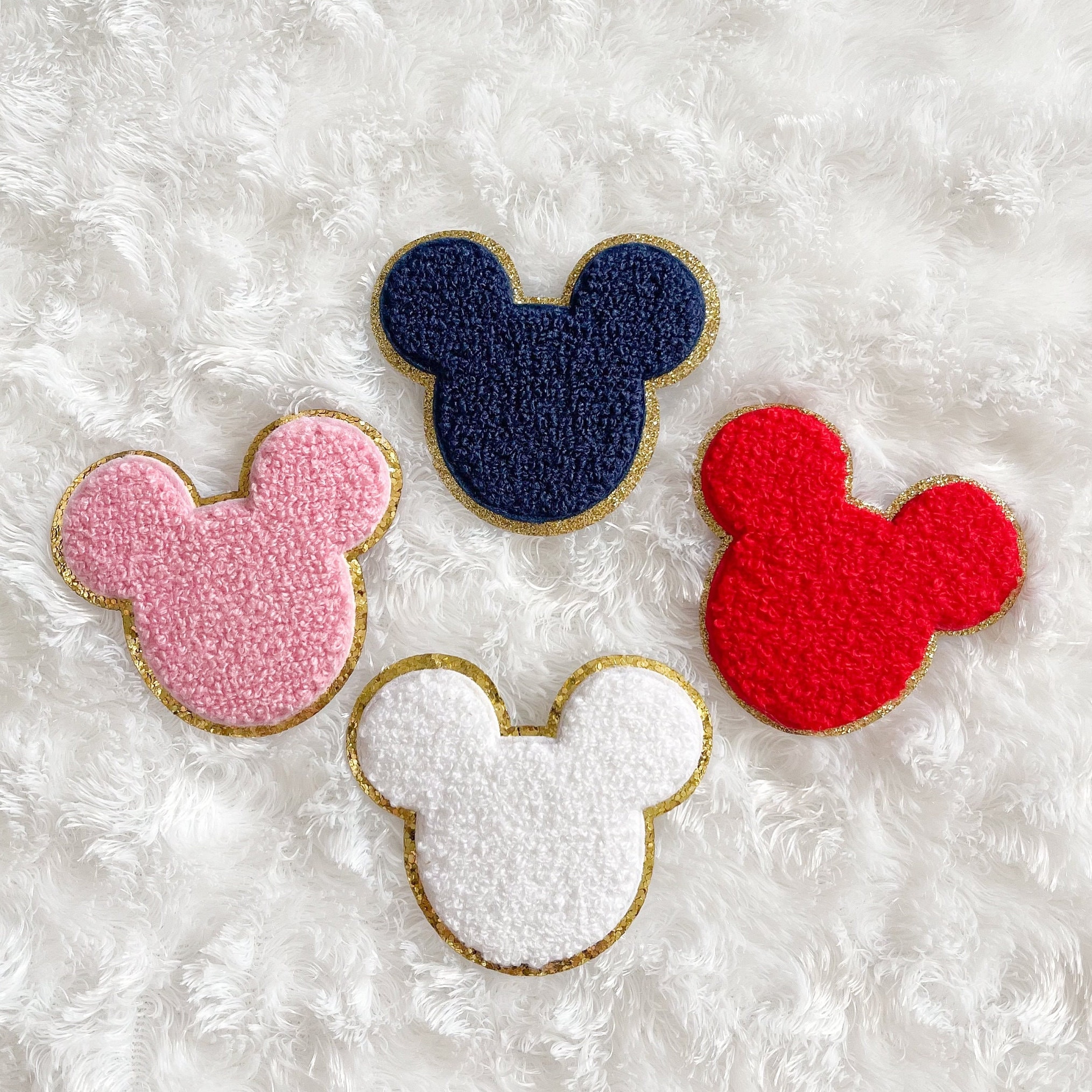 Glitter Mickey Mouse Minnie Mouse 3M Embroidery Patch DIY