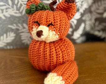 Haakpatroon: vossenpompoen/herfst woondecoratiepatronen/vos/seizoensgebonden, halloween, Thanksgiving pompoen gemiddeld/haken amigurumi/doe-het-zelfdecoratie