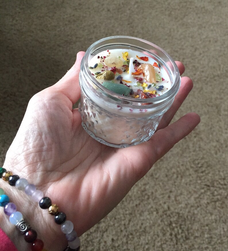 Hidden Treasure Candle with Crystal Dried Flowers Etsy
