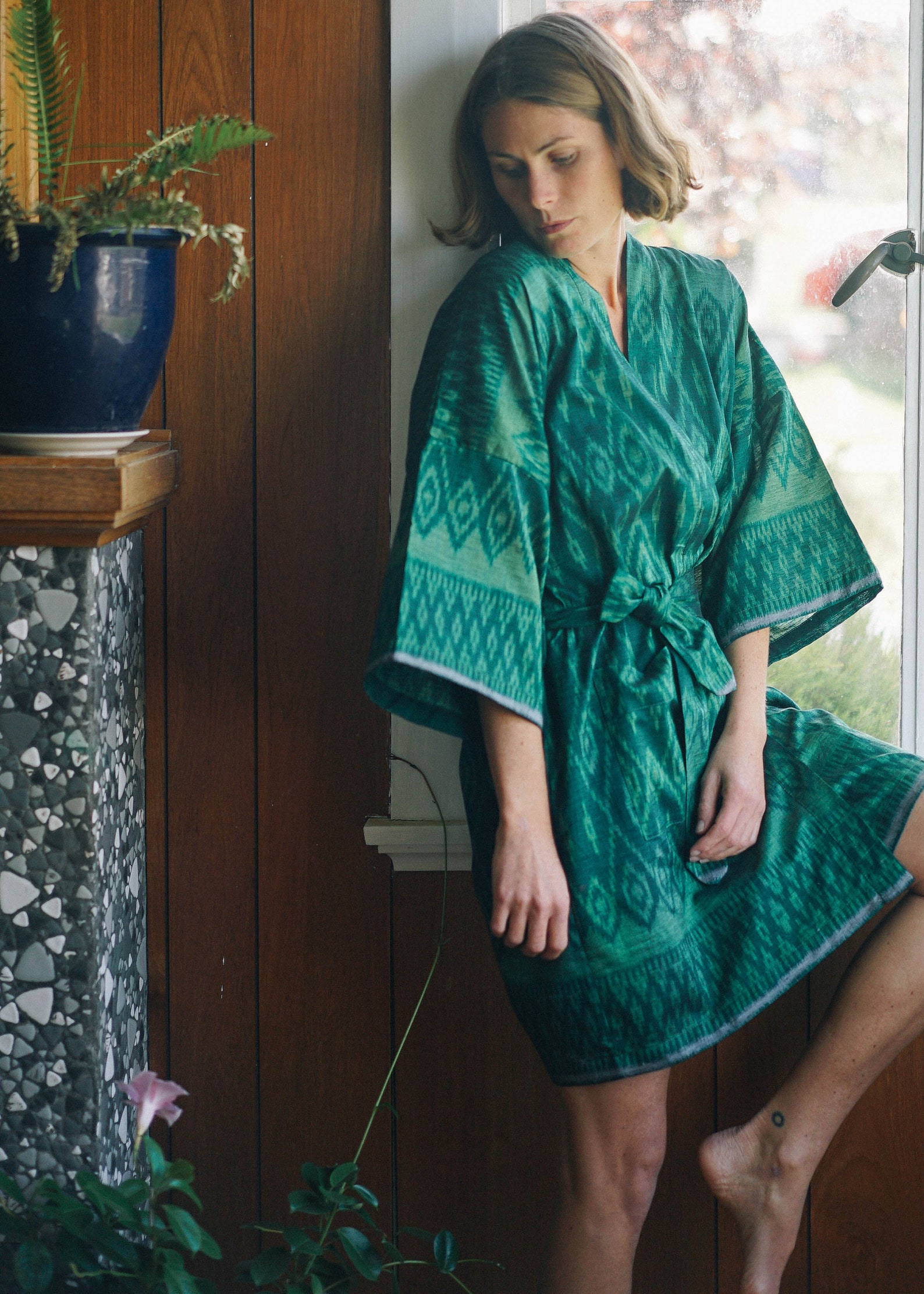 Short Cotton Kimono Dressing Gown Robe Short Cotton Kimono Etsy