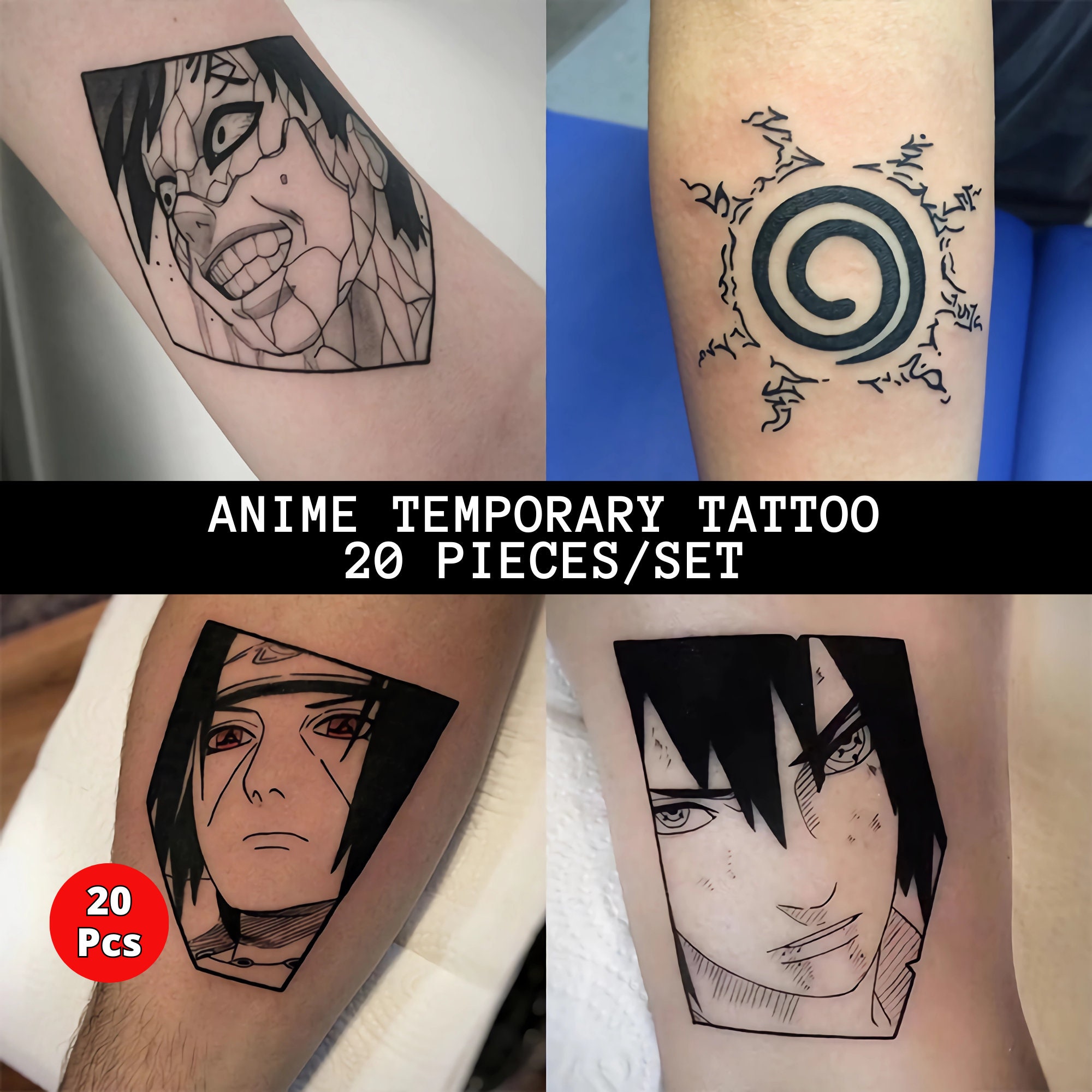 Naruto Sharingan Tattoo Stickers Anime Uchiha Itachi Figures Waterproof  Temporary Tattoo Stickers Toys for Kids Christmas