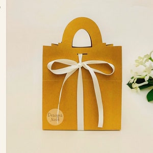 Ribbon Gift Bag Template, Shopping Bag SVG, Gift Box SVG, Favor Box SVG, Wedding Favor, Box Template, Silhouette Cut Files, Cricut Cut Files