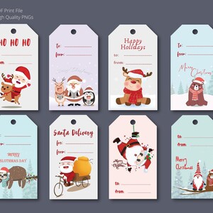 Printable Christmas Gift Tags, Cute Gift Tag Template, Santa Holiday ...