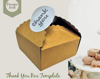 Scallop thank you box, gift box svg, treat box, favor box, soap box vector, chocolate box, candy box, souvenir box, SVG DXF with PDF guide