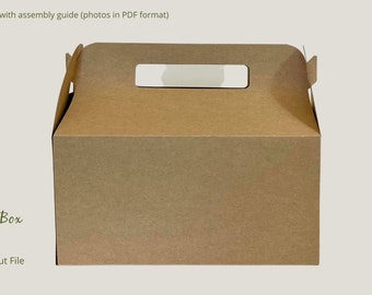 Large Gable Box Template, Gable Box SVG, Gift Box SVG, Favor Box SVG, Wedding Favor, Box Template, Silhouette Cut Files, Cricut Cut Files
