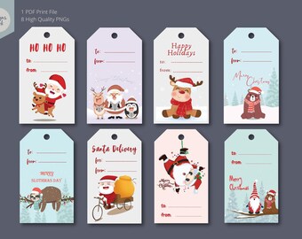 Printable Christmas Gift Tags Cute Gift Tag Template Santa - Etsy