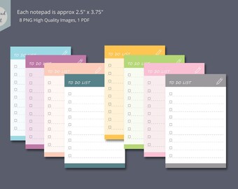Cute Printable To Do List  - Minimalist To Do List, Printable Notepads, Colorful Todo List, Kawaii Notepad