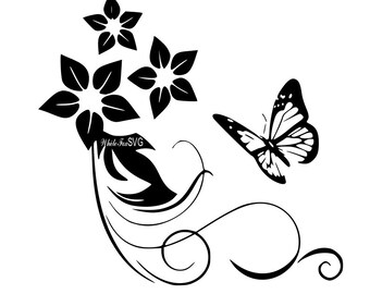 Download Beautiful butterfly svg flowers and vines svg garden svg ...